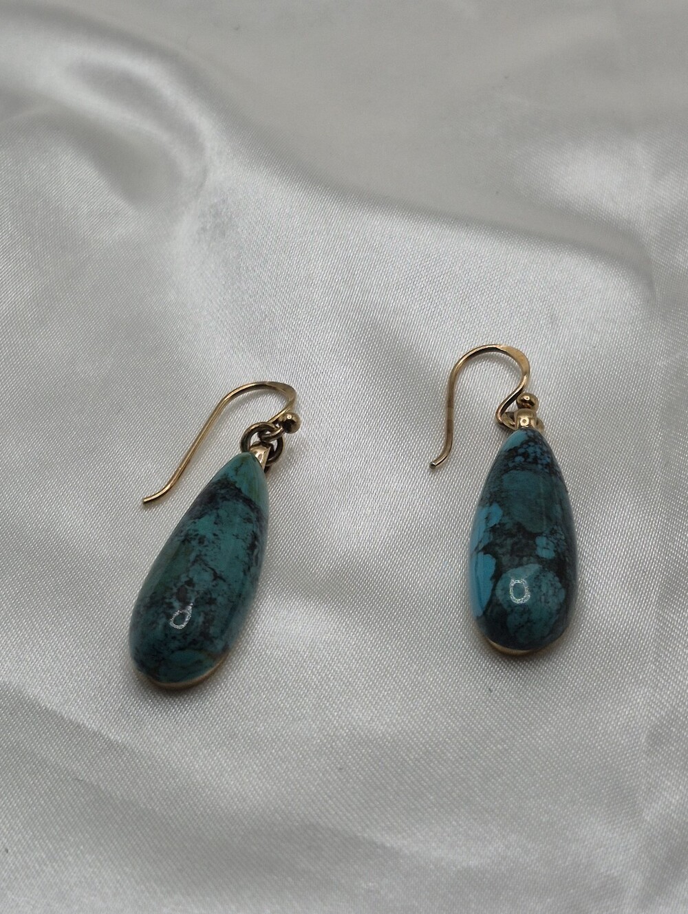 BARSE signed Gold Drop Turquoise Teardrop Earrings - Blue Green Dangle